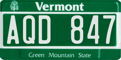 VT license plate AQD847