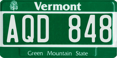 VT license plate AQD848