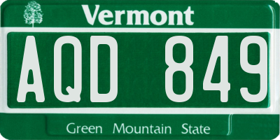 VT license plate AQD849