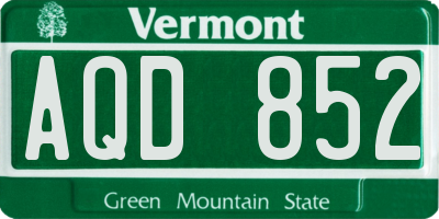 VT license plate AQD852