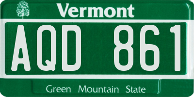 VT license plate AQD861