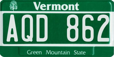 VT license plate AQD862