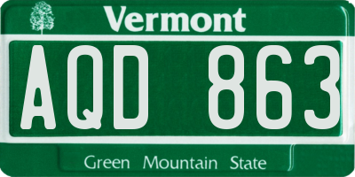 VT license plate AQD863