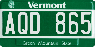 VT license plate AQD865