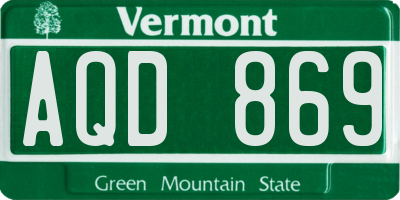 VT license plate AQD869