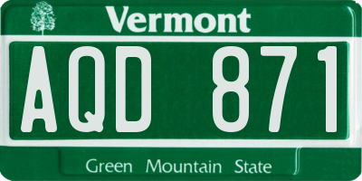VT license plate AQD871