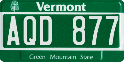 VT license plate AQD877