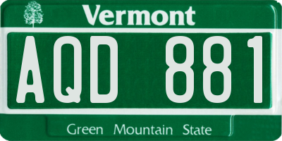 VT license plate AQD881