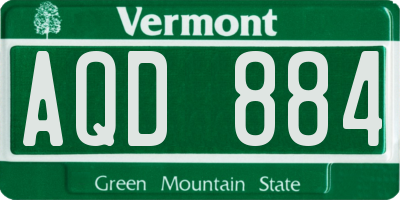 VT license plate AQD884