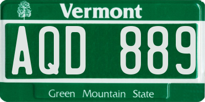 VT license plate AQD889
