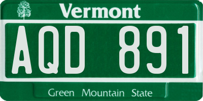 VT license plate AQD891