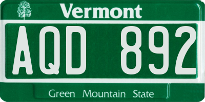VT license plate AQD892