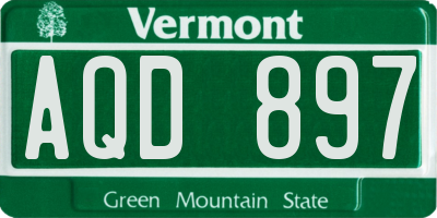 VT license plate AQD897