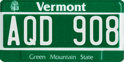 VT license plate AQD908