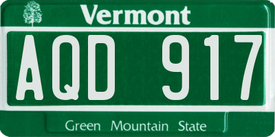 VT license plate AQD917