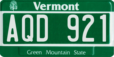 VT license plate AQD921