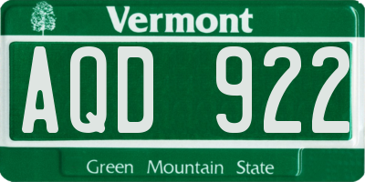 VT license plate AQD922