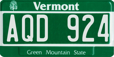 VT license plate AQD924