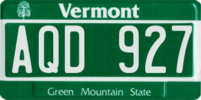 VT license plate AQD927