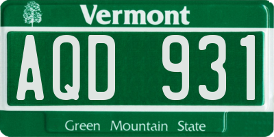 VT license plate AQD931