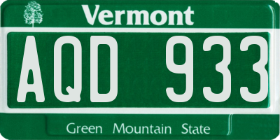 VT license plate AQD933
