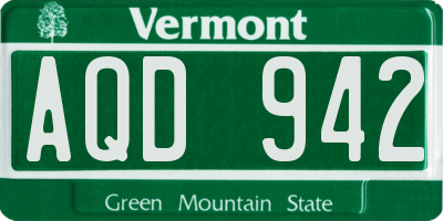 VT license plate AQD942