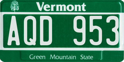 VT license plate AQD953
