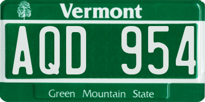 VT license plate AQD954