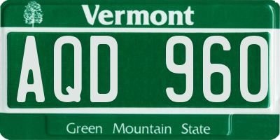 VT license plate AQD960