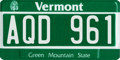 VT license plate AQD961