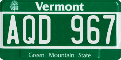 VT license plate AQD967