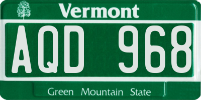 VT license plate AQD968