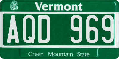 VT license plate AQD969