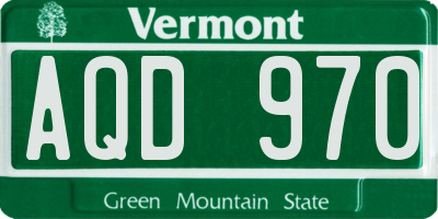 VT license plate AQD970