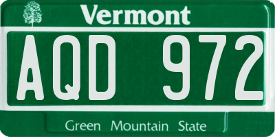 VT license plate AQD972