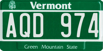 VT license plate AQD974