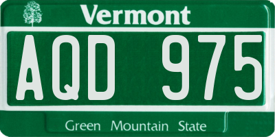 VT license plate AQD975