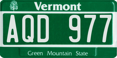 VT license plate AQD977