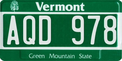 VT license plate AQD978