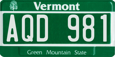 VT license plate AQD981