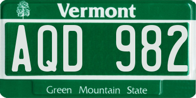 VT license plate AQD982