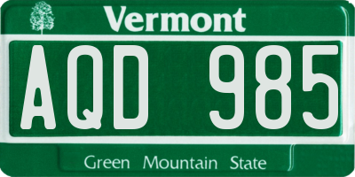 VT license plate AQD985