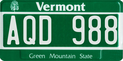 VT license plate AQD988