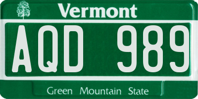 VT license plate AQD989