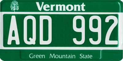 VT license plate AQD992