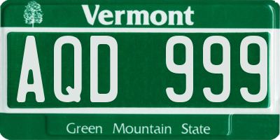 VT license plate AQD999