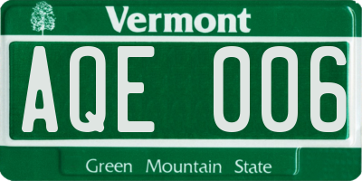 VT license plate AQE006