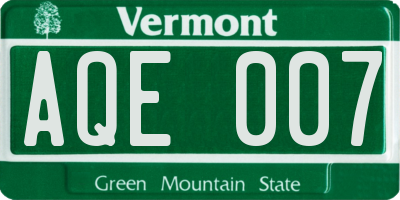 VT license plate AQE007