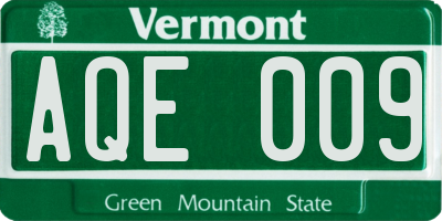 VT license plate AQE009