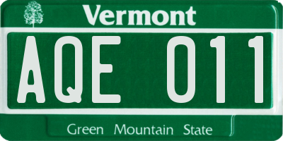 VT license plate AQE011